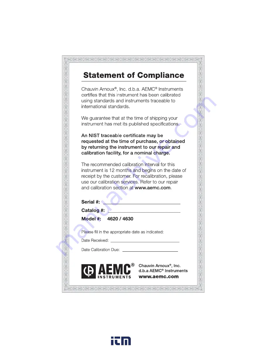 AEMC instruments 4630 User Manual Download Page 2