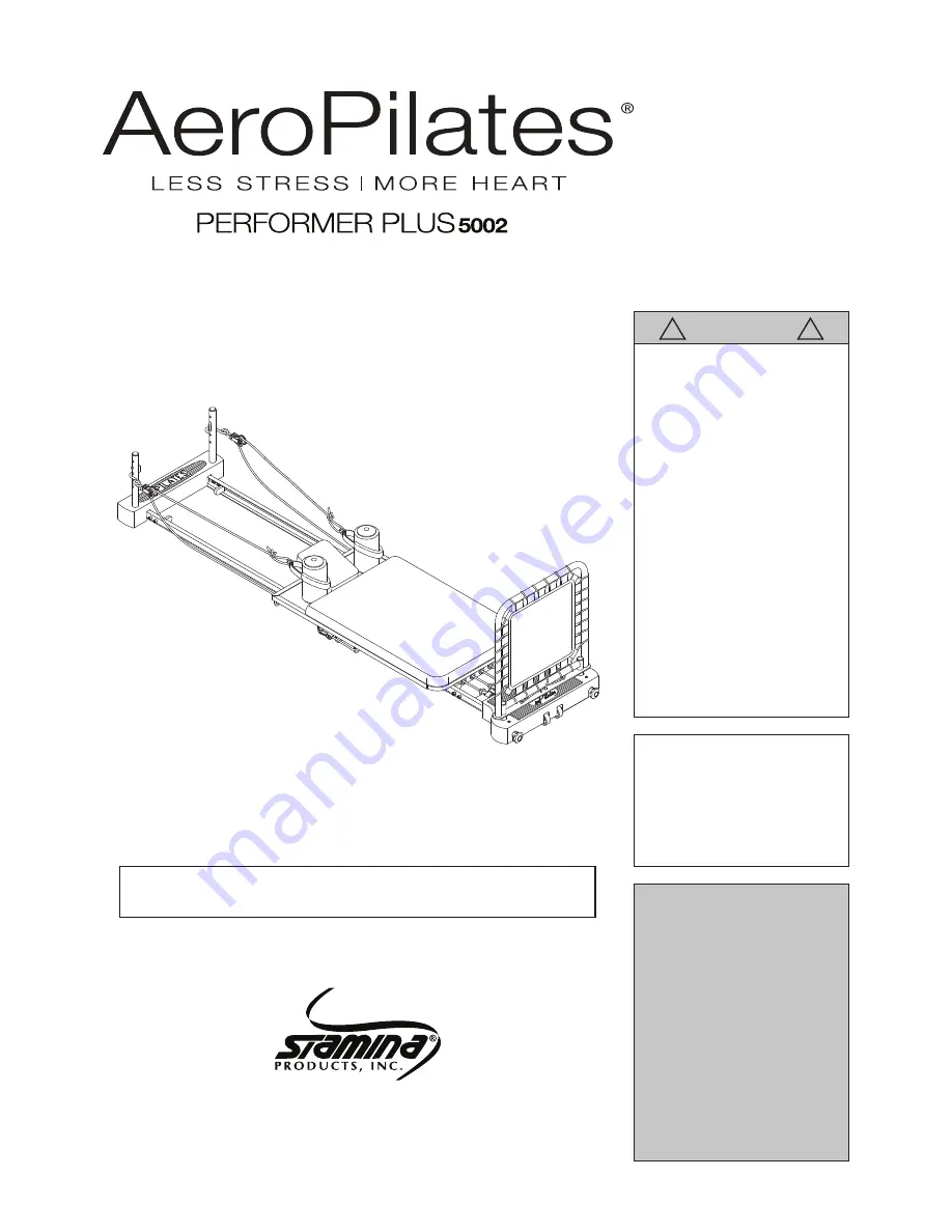 AeroPilates AeroPilates Performer Plus 5002 Owner'S Manual Download Page 1