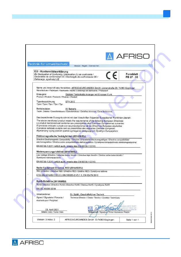 AFRISO 4049827016760 Operating Instructions Manual Download Page 30