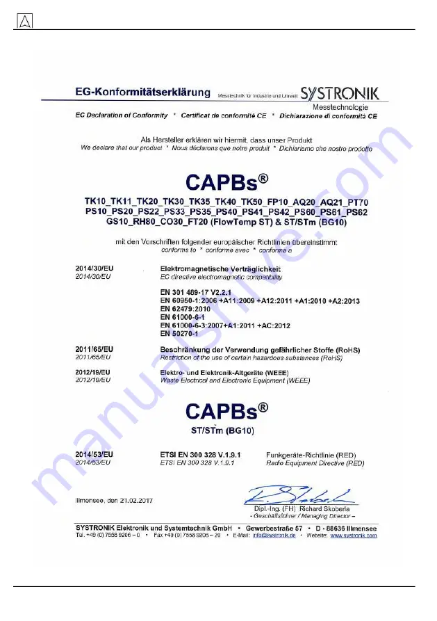 AFRISO CAPBs sens AQ Operating Instructions Manual Download Page 9