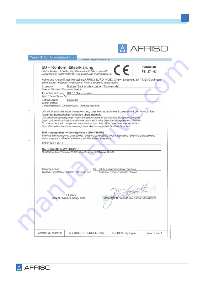 AFRISO DIT 10 Operating Instructions Manual Download Page 58