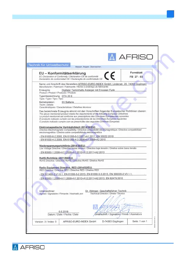 AFRISO DTA 20 E Operating Instructions Manual Download Page 34