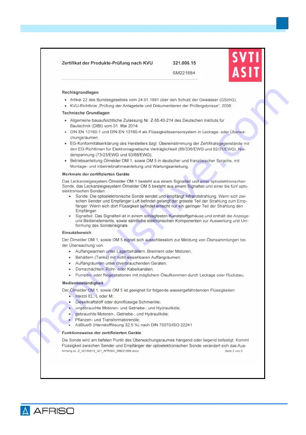 AFRISO OM 1 Operating Instructions Manual Download Page 94