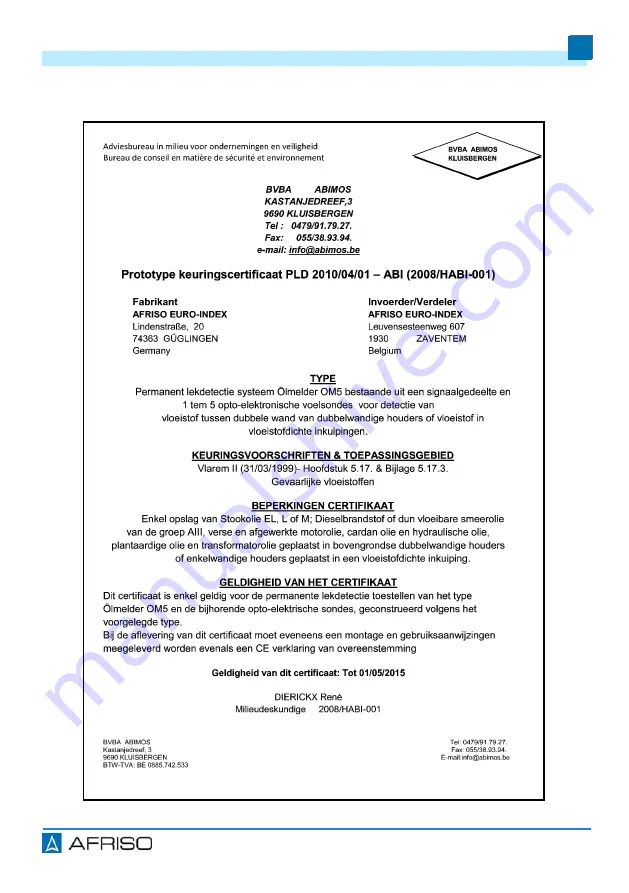 AFRISO OM 1 Operating Instructions Manual Download Page 98