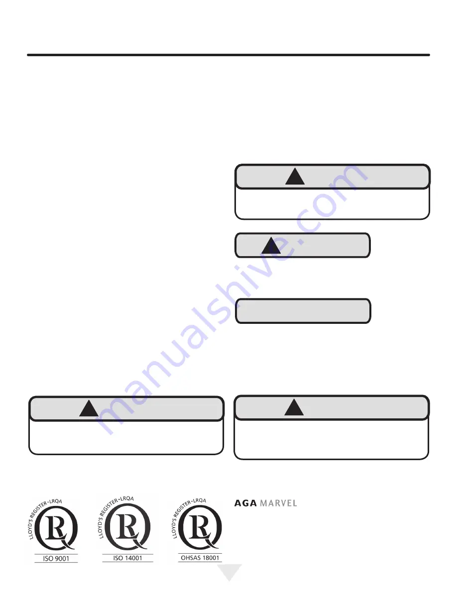 AGA marvel ML15WSG Installation, Operation And Maintenance Instructions Download Page 2