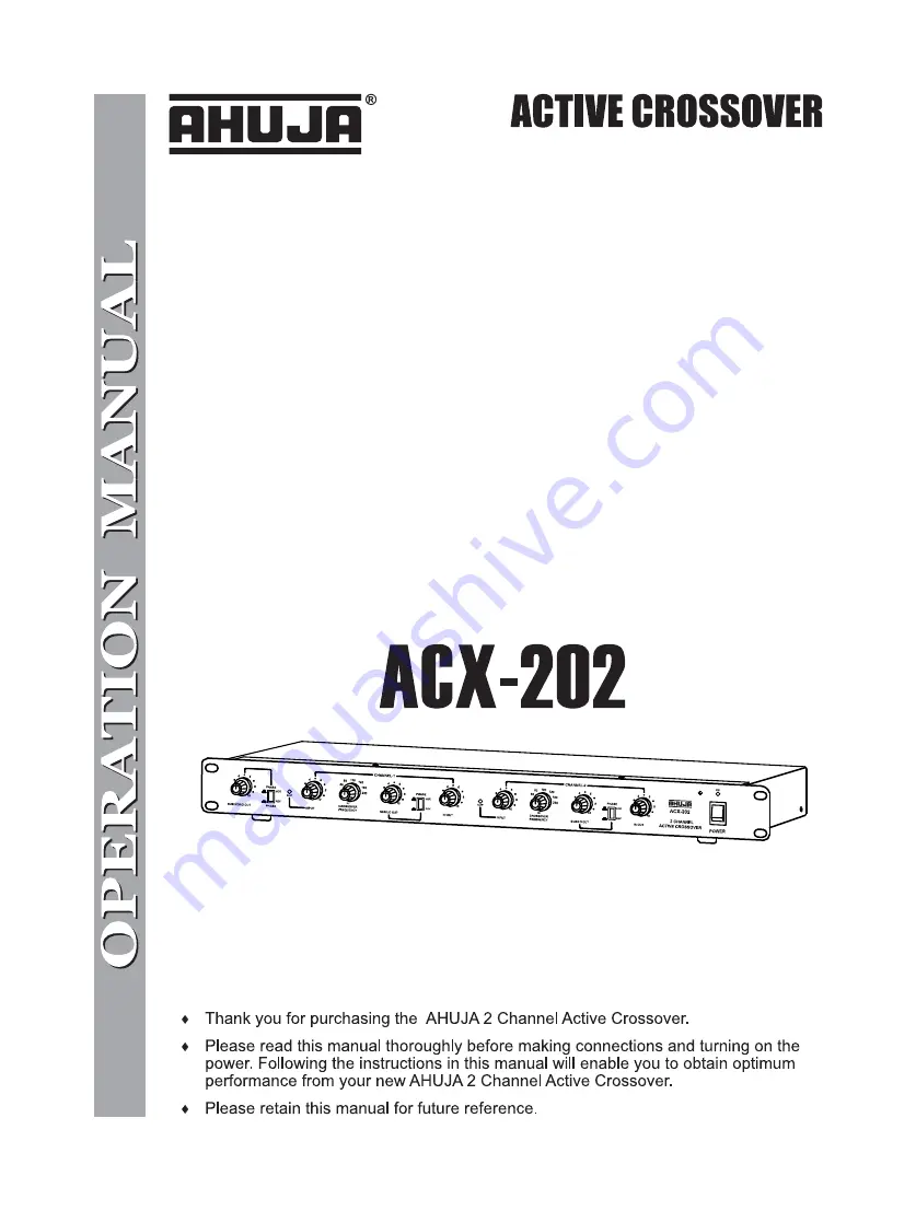 Ahuja ACX-202 Operation Manual Download Page 1