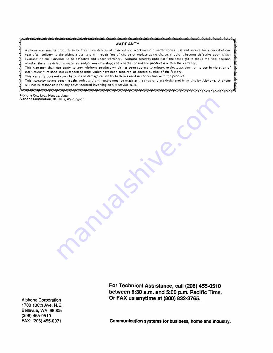 Aiphone LEF-1C Instructions Manual Download Page 8