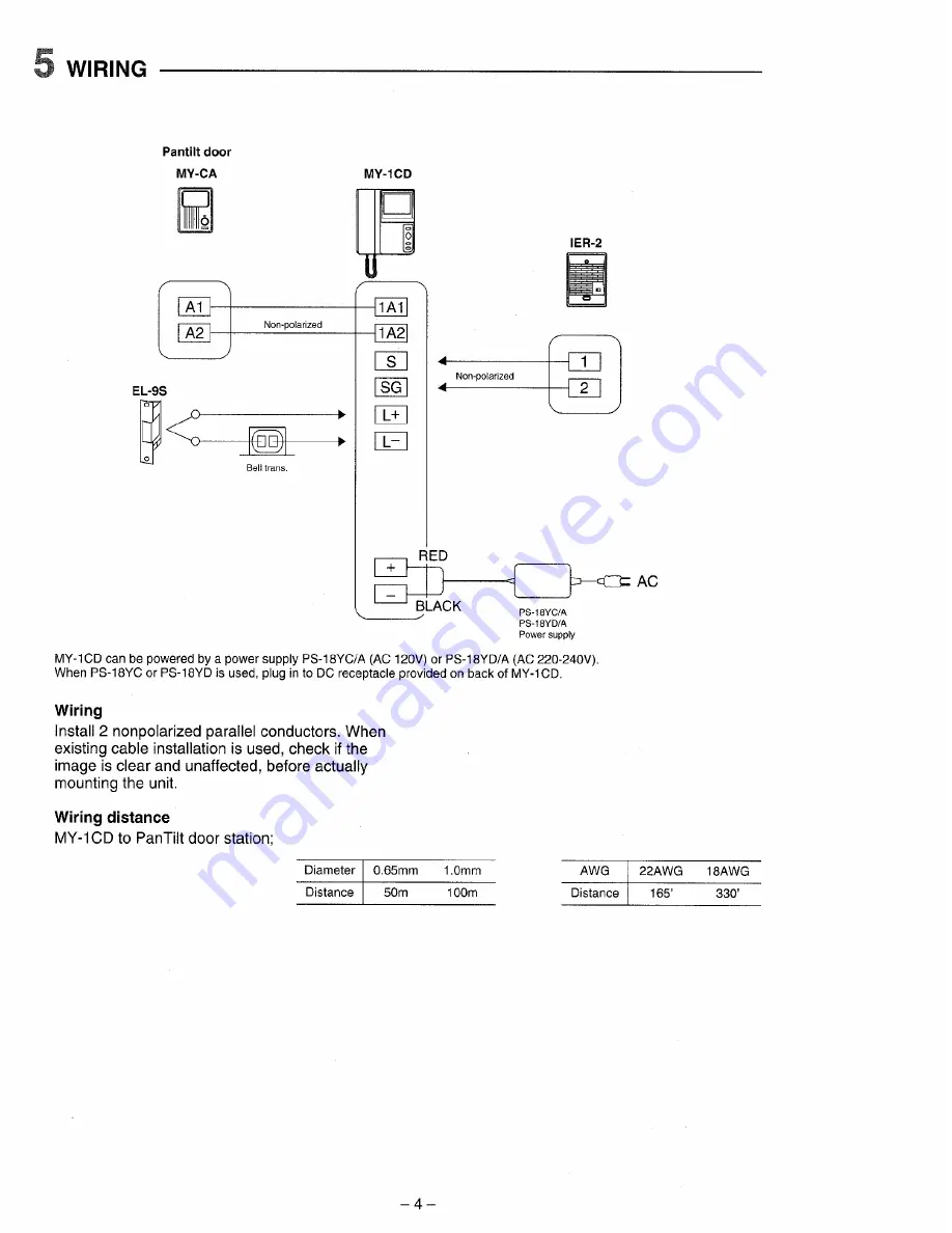 Aiphone MY-1CD Скачать руководство пользователя страница 4