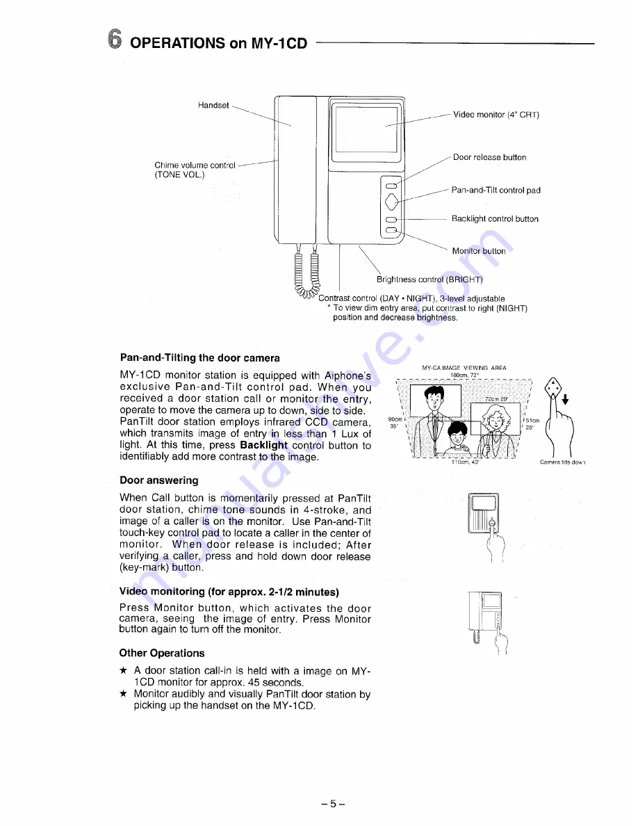 Aiphone MY-1CD Installation & Operation Manual Download Page 5