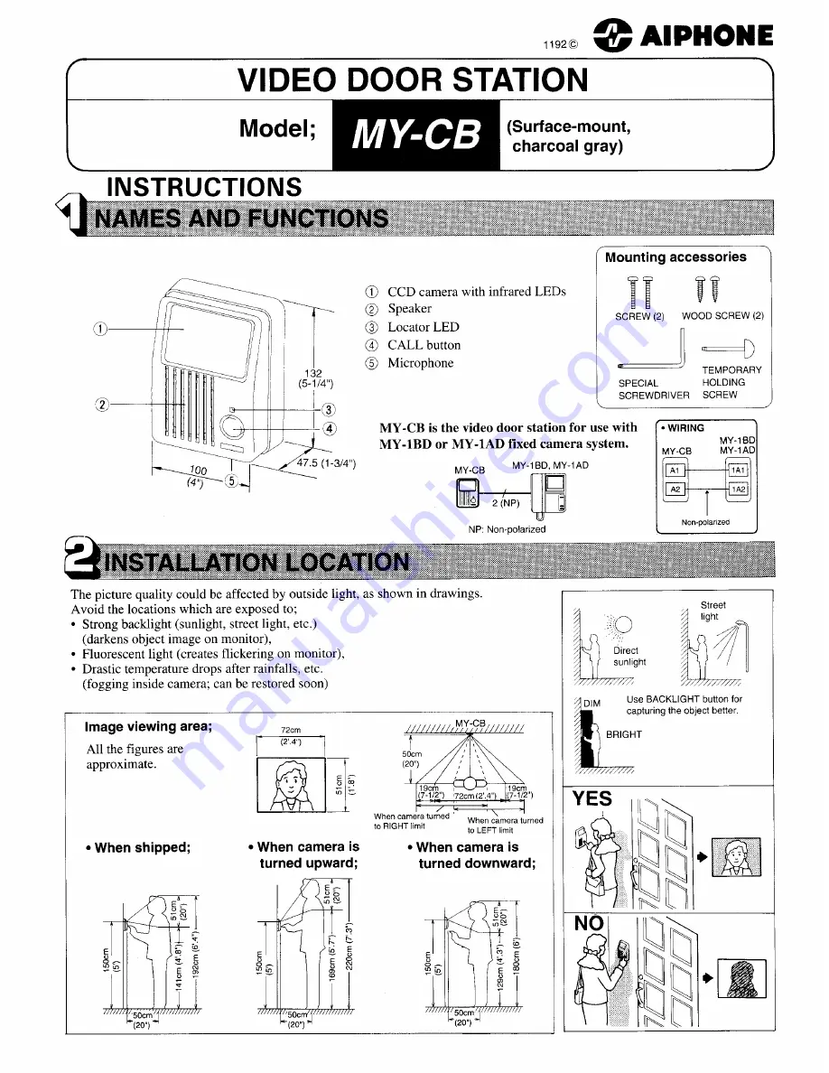 Aiphone MY-CB User Manual Download Page 1