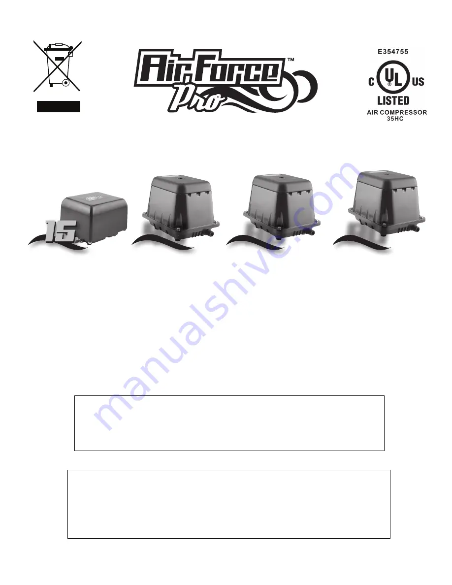 Air Force Pro 15 Operation & Maintenance Manual Download Page 1