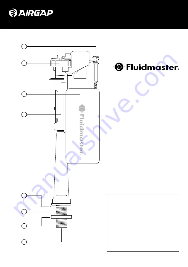 AIR GAP Fluidmaster 6000 Series Installation Manual Download Page 1