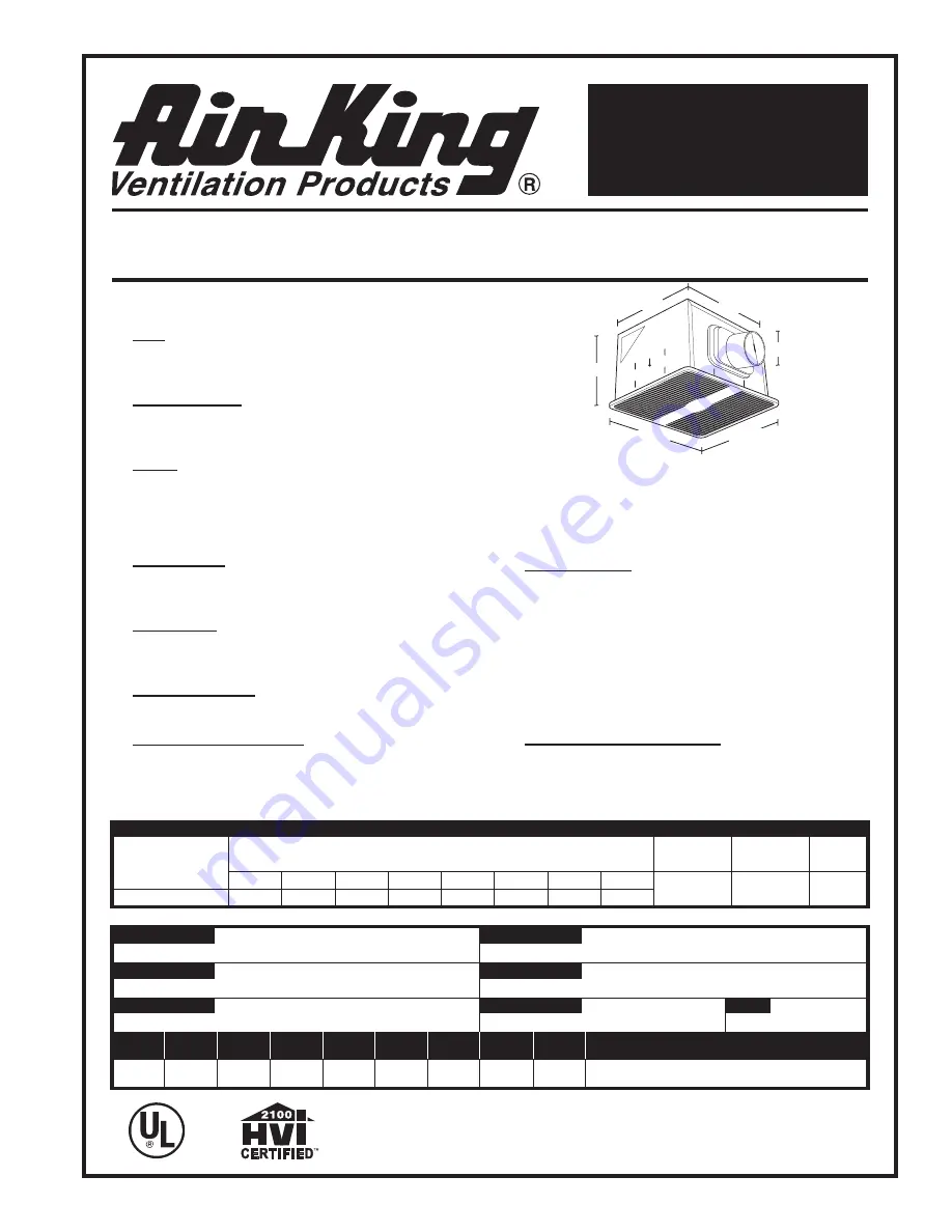 Air King AK300LS Specifications Download Page 1