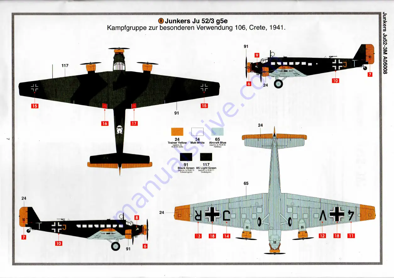 AIRFIX Junkers Ju52-3M Manual Download Page 7