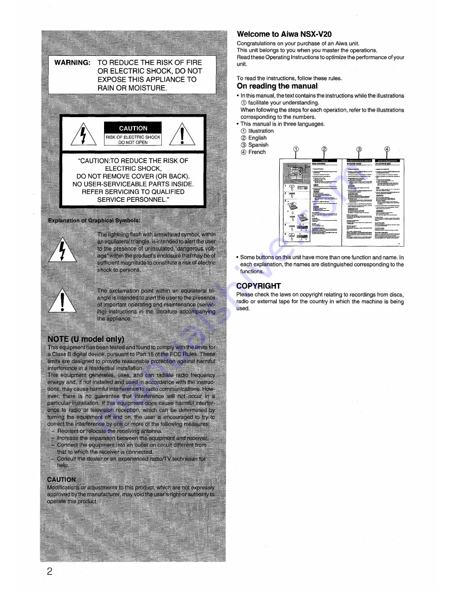 Aiwa CX-NV20 Operating Instructions Manual Download Page 2