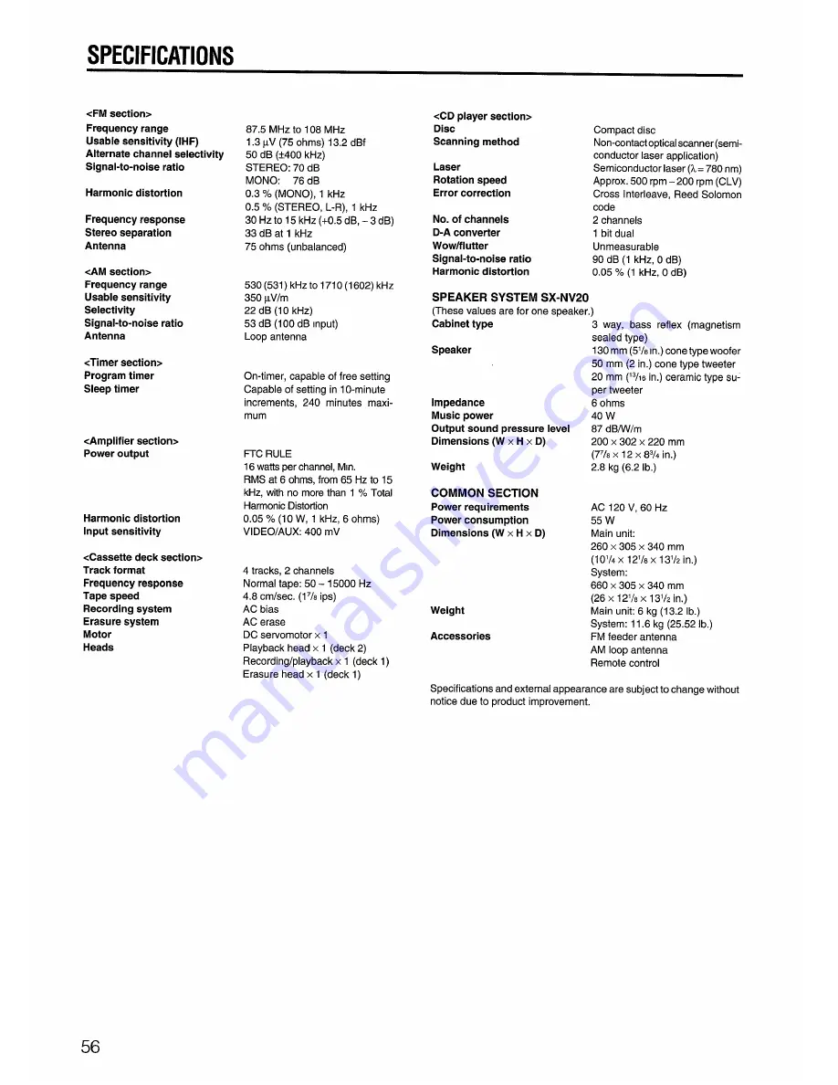 Aiwa CX-NV20 Operating Instructions Manual Download Page 54