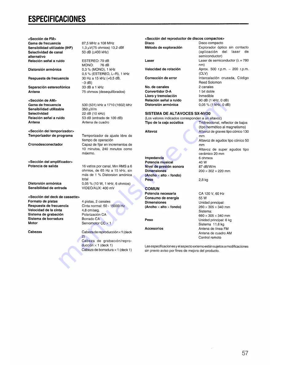 Aiwa CX-NV20 Operating Instructions Manual Download Page 55