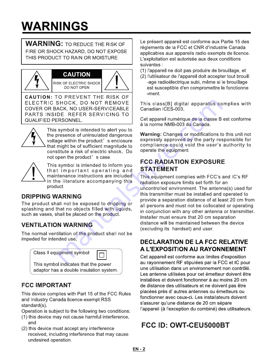 Akai CEU5000-BT Instruction Manual Download Page 3