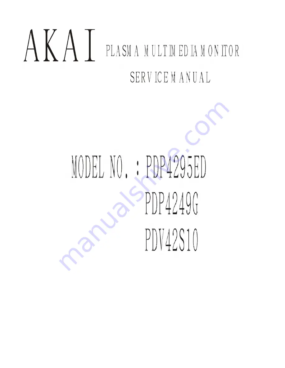 Akai PDP4249G Service Manual Download Page 1