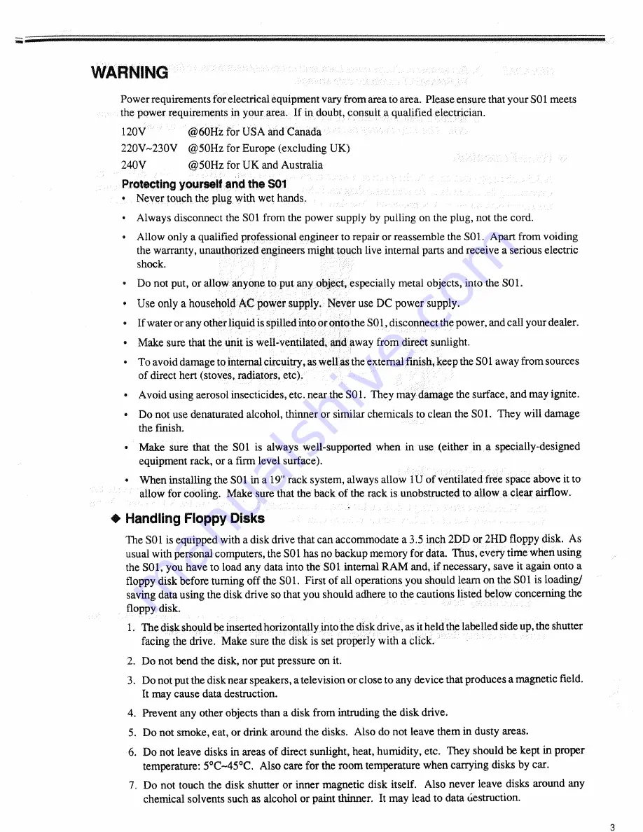 Akai S01 Operator'S Manual Download Page 7