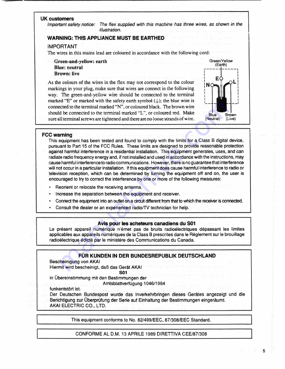 Akai S01 Operator'S Manual Download Page 8