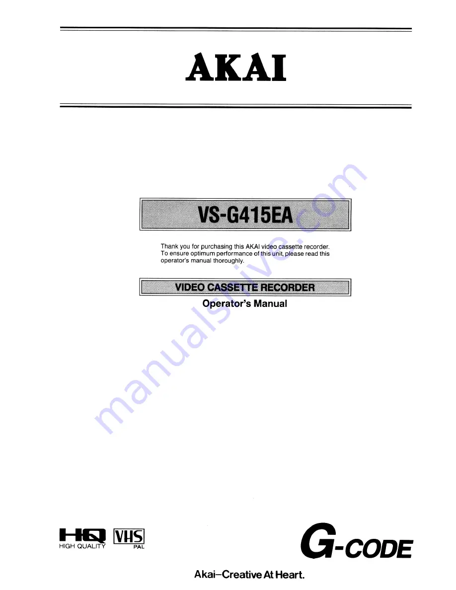 Akai VS-G415EA Operator'S Manual Download Page 1