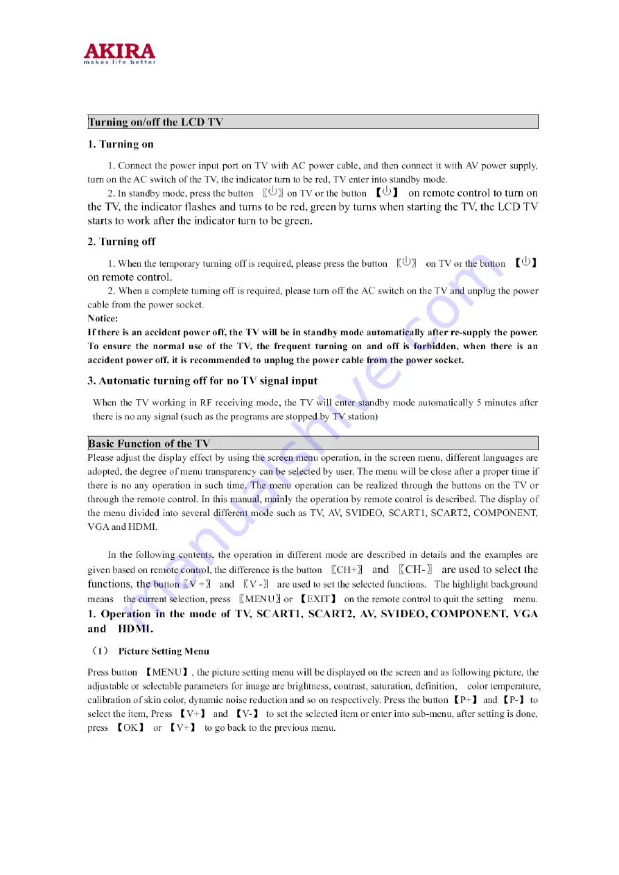 akira LCT-20CH01ST Service Manual Download Page 11