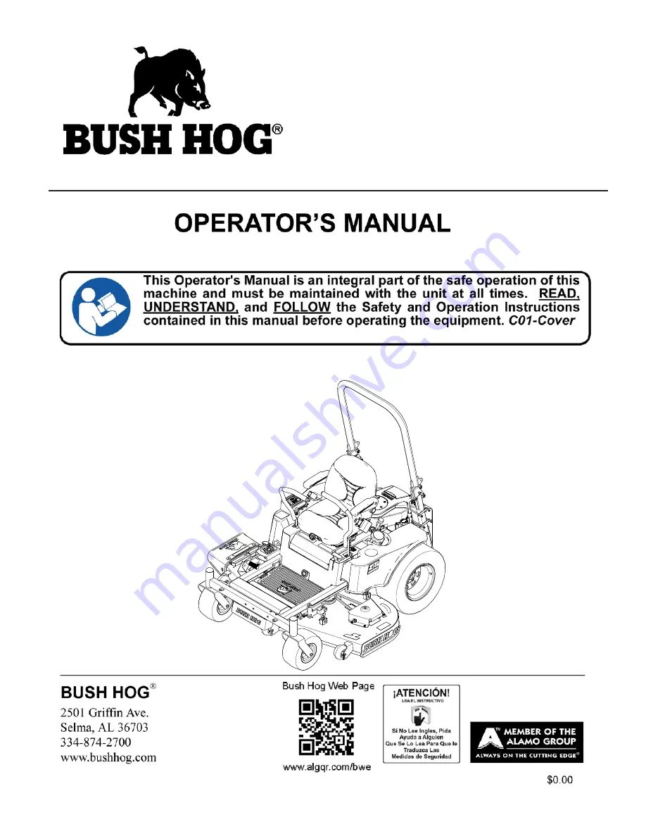 Alamo Bush Hog HDE-4 Series Скачать руководство пользователя страница 1