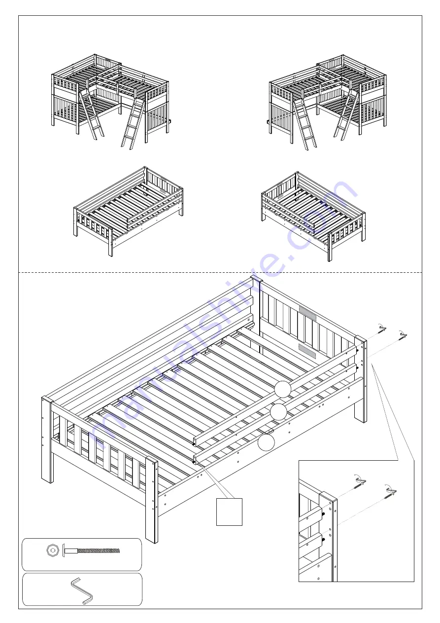 Alaterre Furniture TRI-BUNK EXTENSION AURORA Assembly Instructions Manual Download Page 11