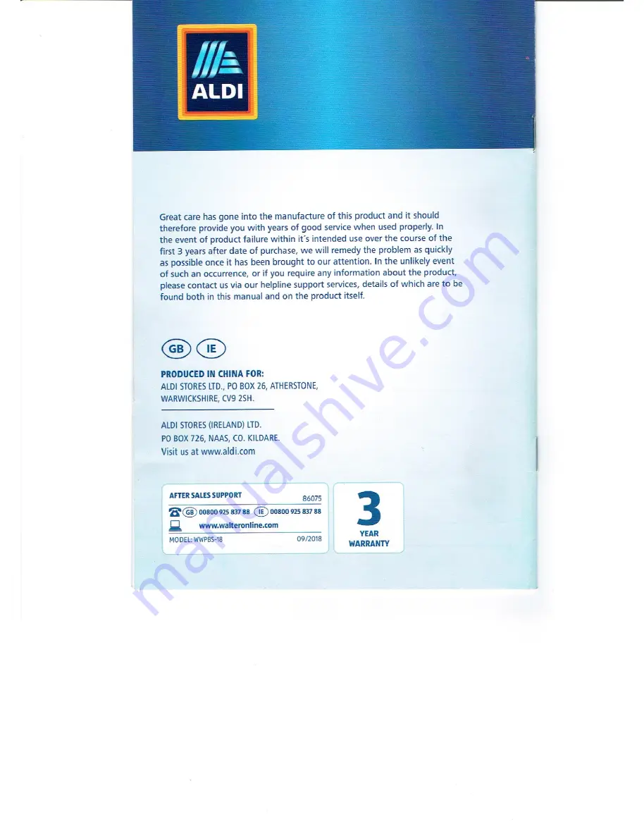 ALDI WORKZONE WWPBS-18 User Manual Download Page 28