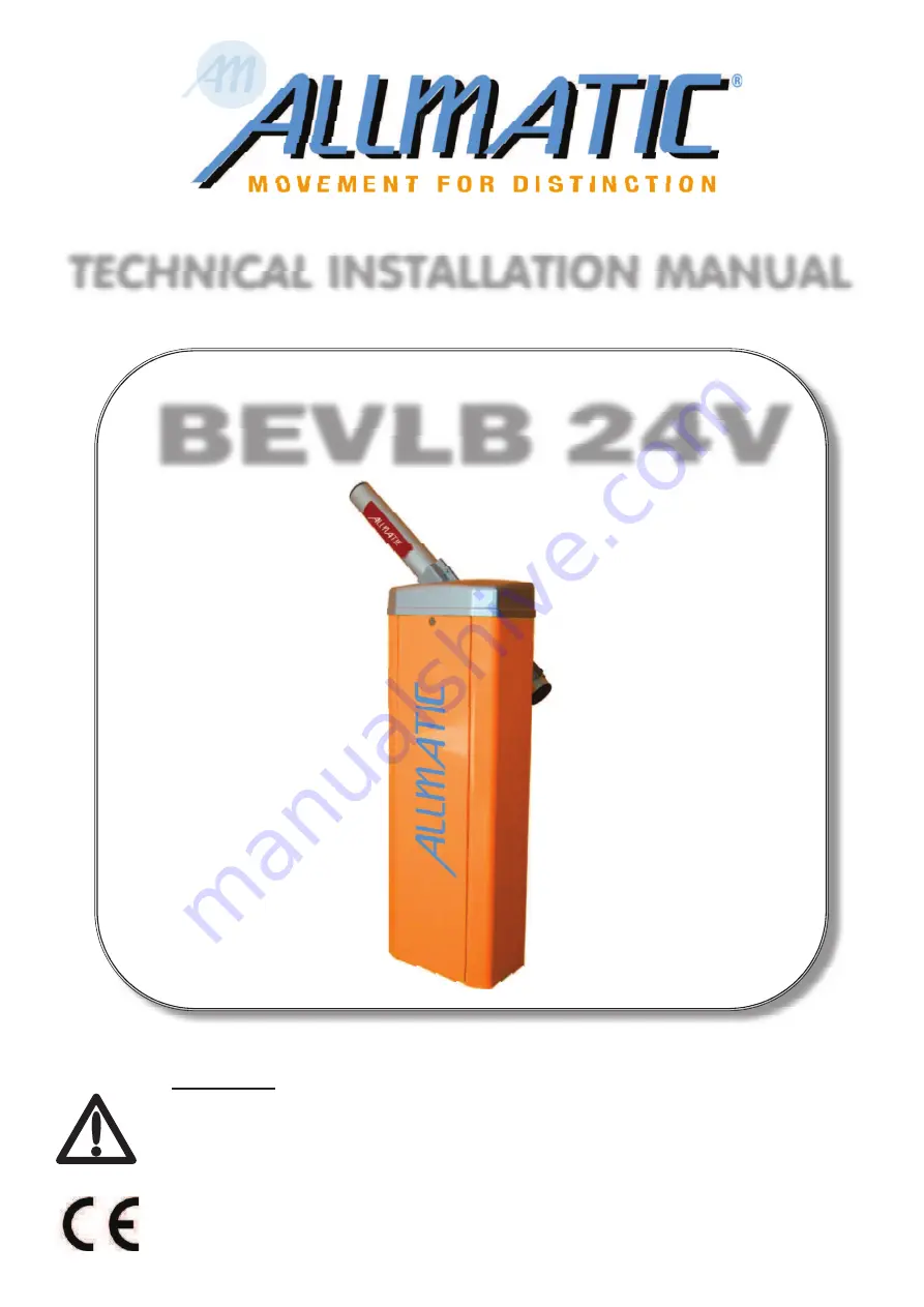 Allmatic BEVLB 24V Installation Manual Download Page 9