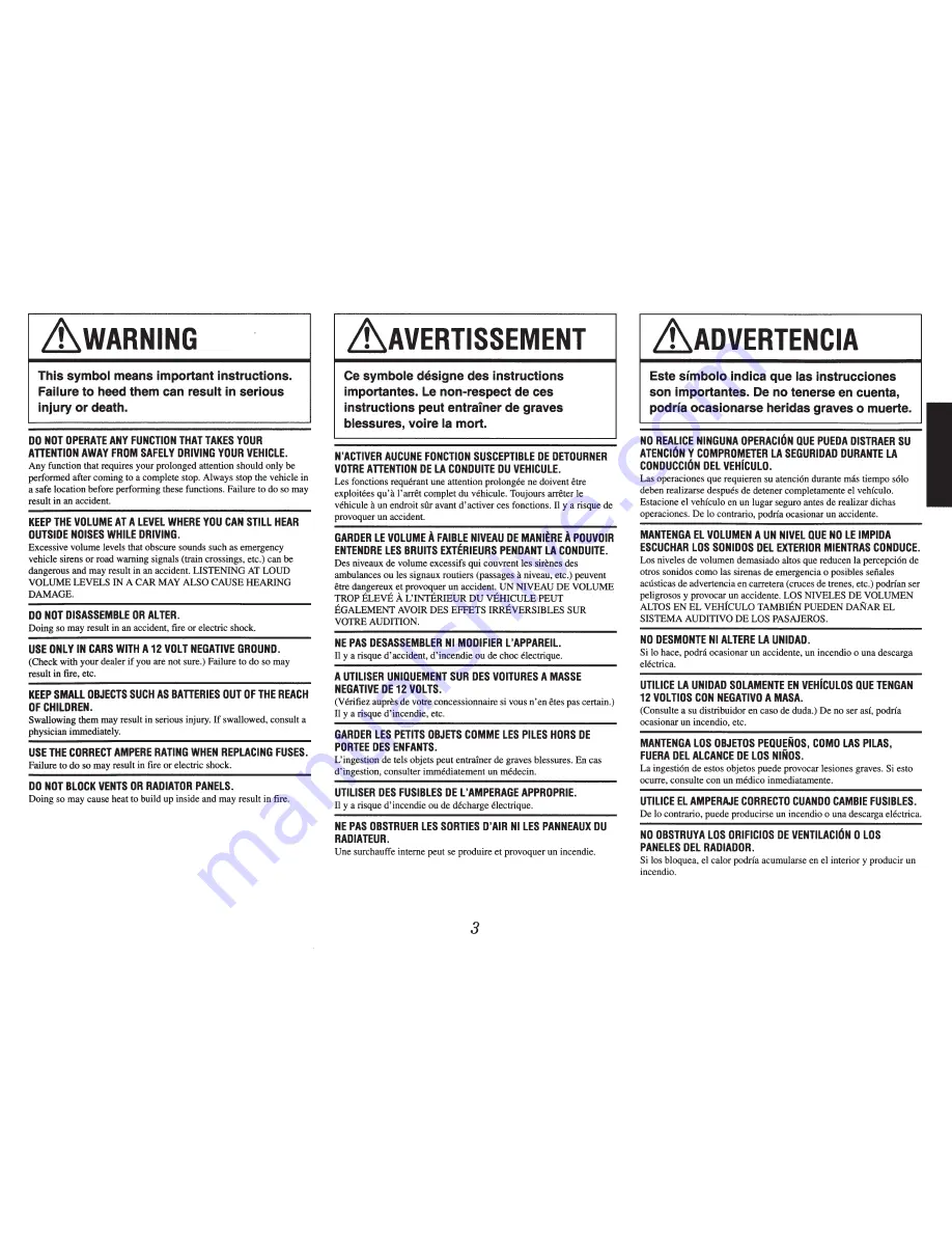 Alpine CDE-147BT Quick Reference Manual Download Page 3