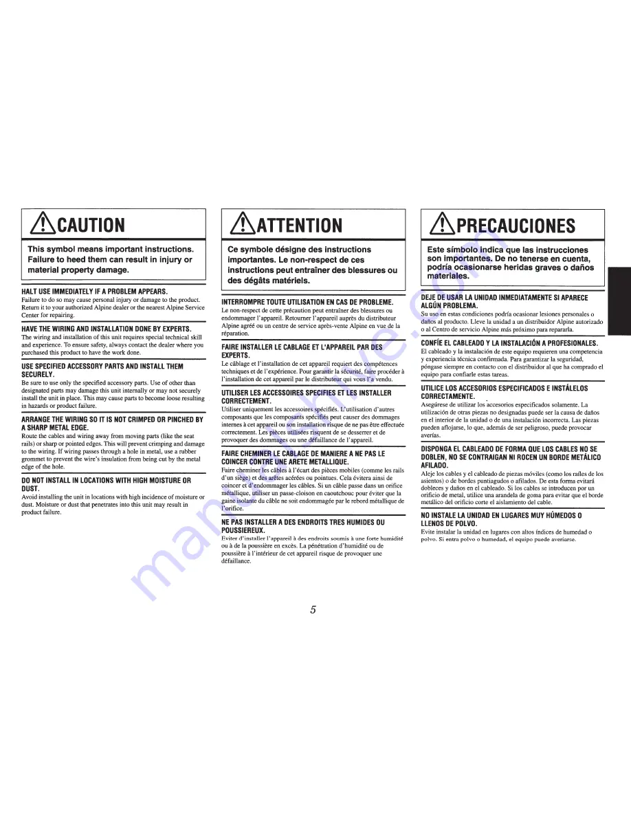 Alpine CDE-147BT Quick Reference Manual Download Page 5