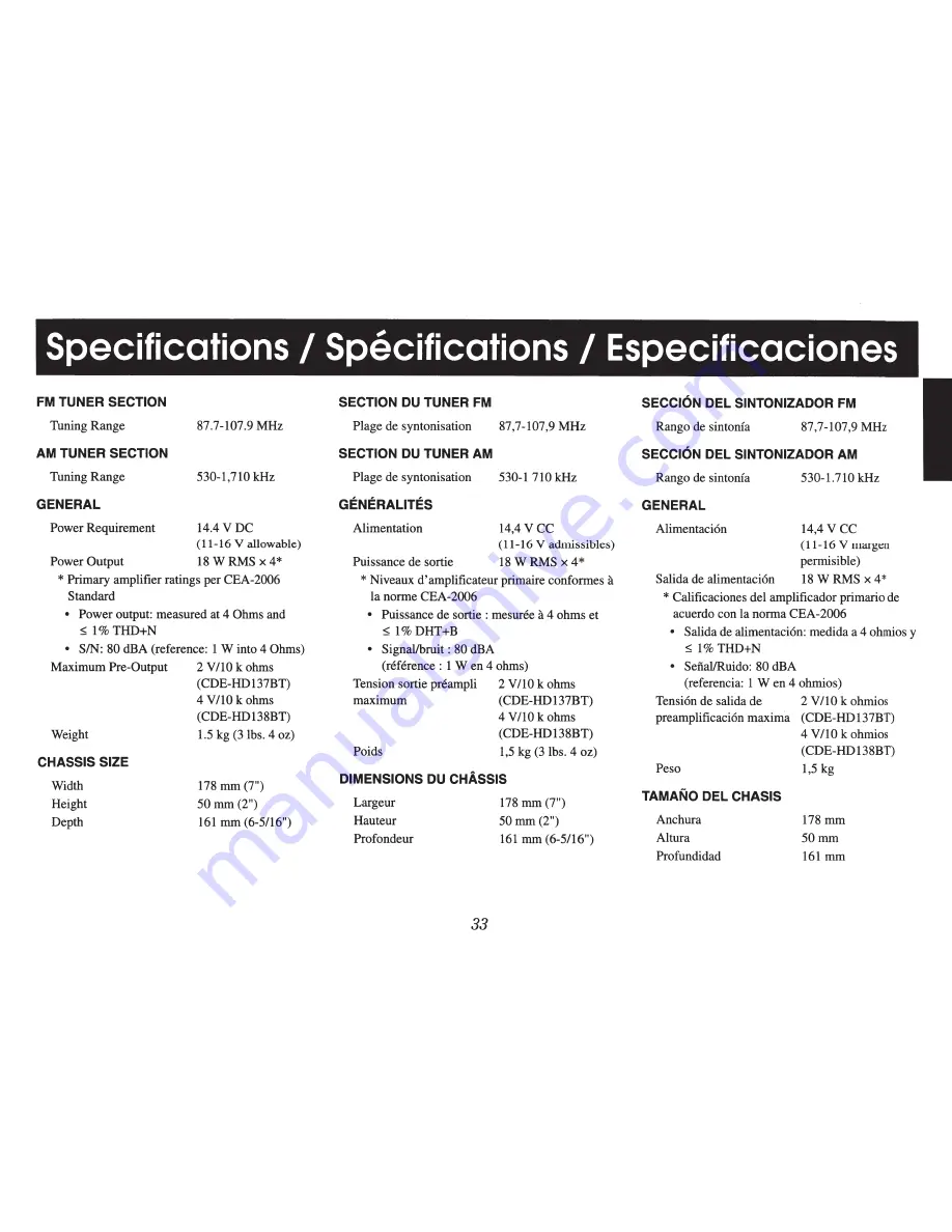 Alpine CDE-HD137BT Quick Reference Manual Download Page 33