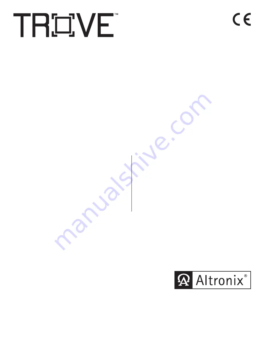 Altronix TROVE T2AGK78 Installation Manual Download Page 1