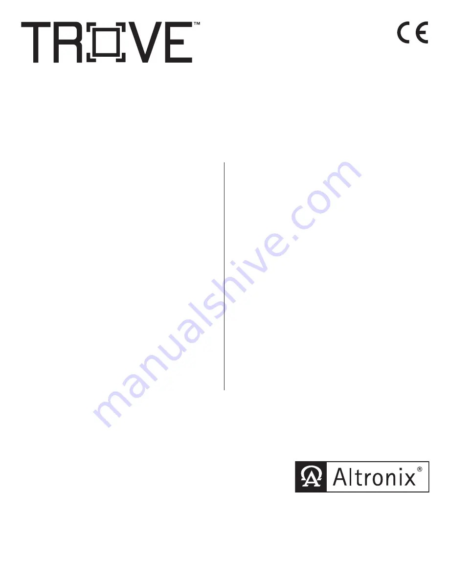 Altronix TROVE T2SSK78 Installation Manual Download Page 1