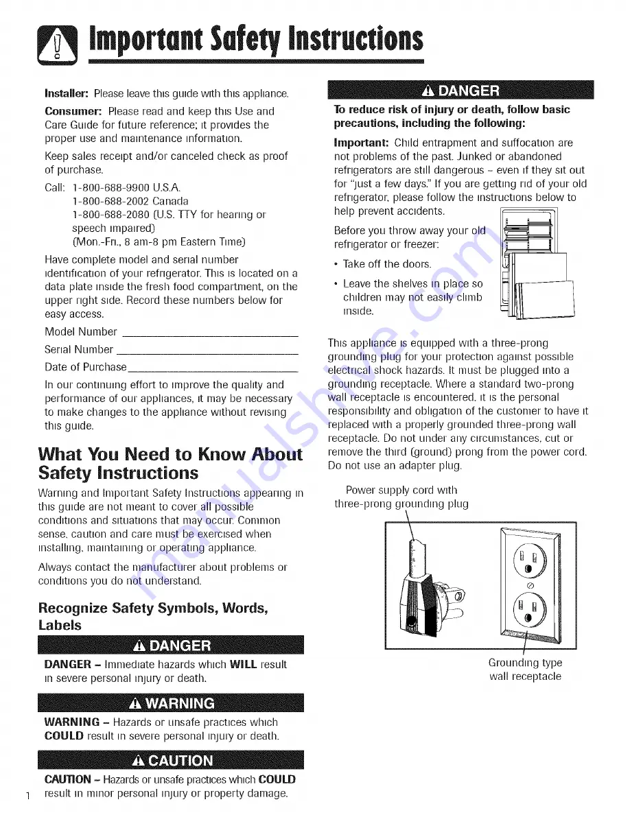 Amana ABD2233DEB Use & Care Manual Download Page 2