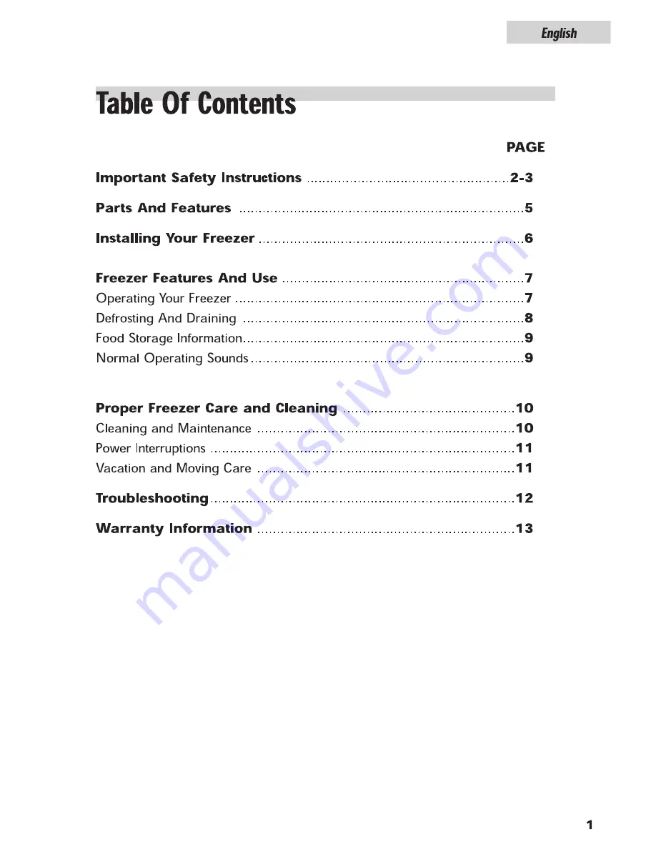 Amana AFC0503BW User Manual Download Page 3