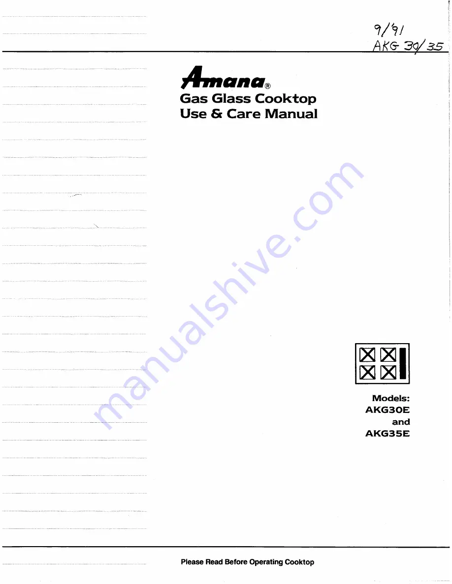 Amana AKG30E Use And Care Manual Download Page 1