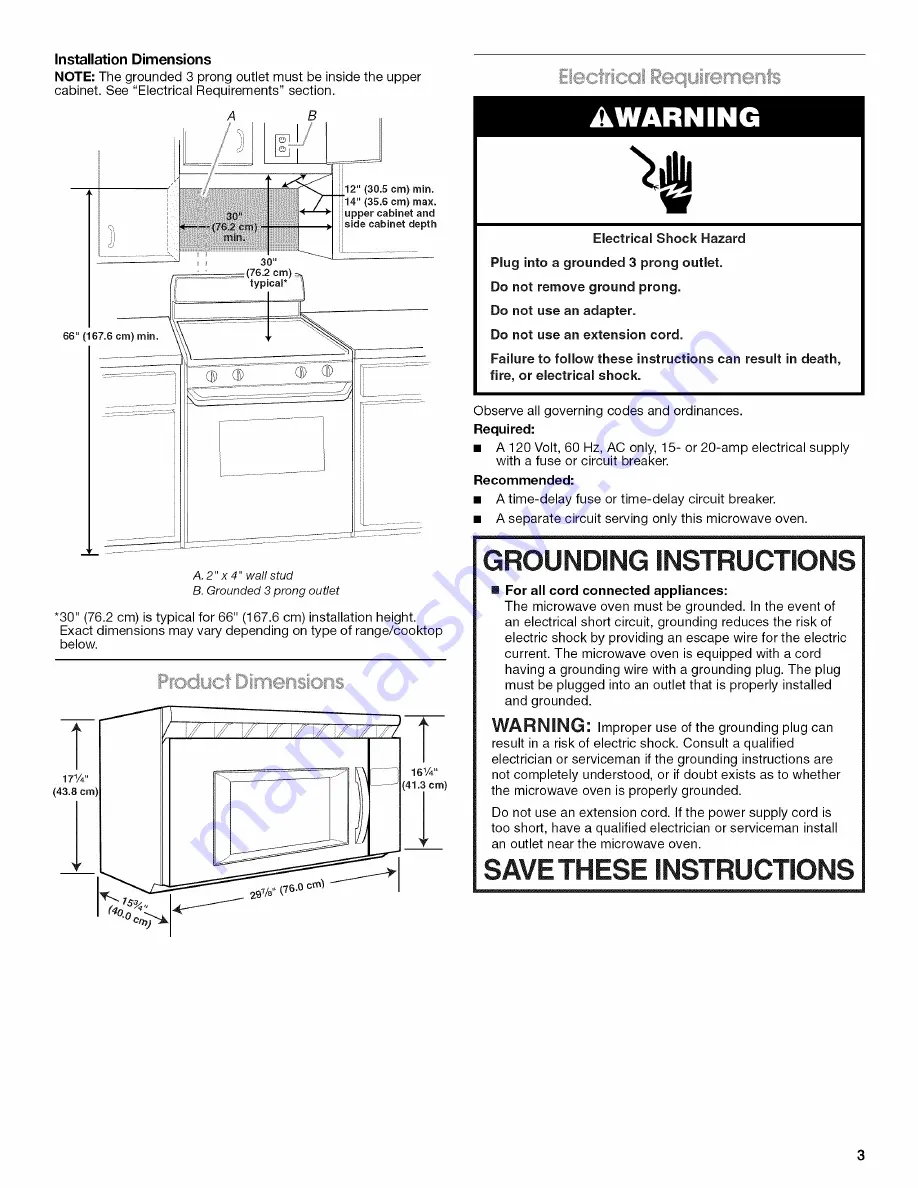 Amana AMV1150VAB3 Installation Instructions Manual Download Page 3