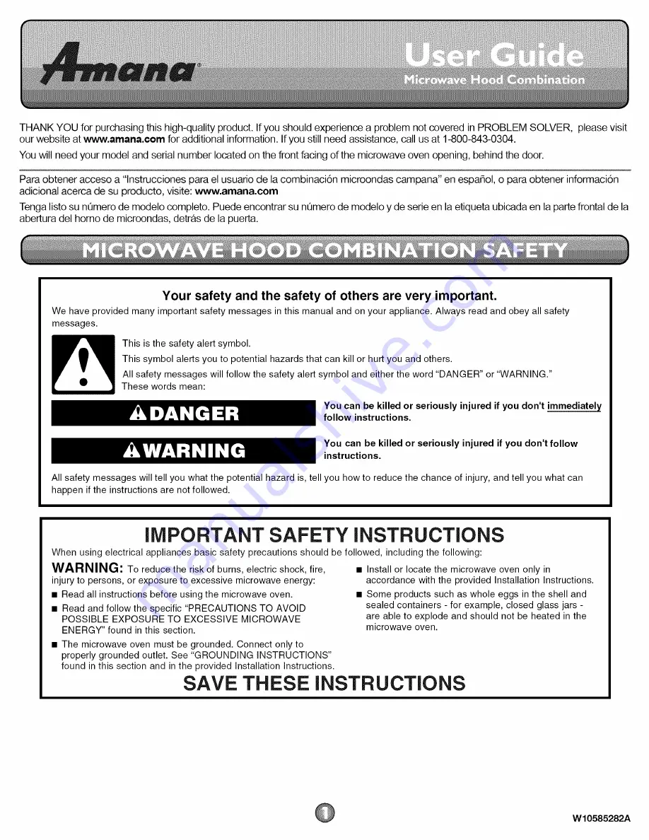 Amana AMV2175CB0 User Manual Download Page 1