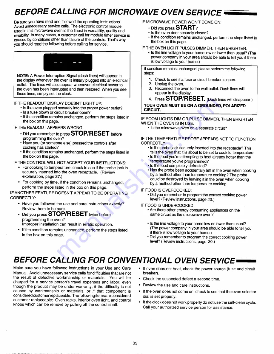 Amana AOR27DE Use & Care Manual Download Page 33