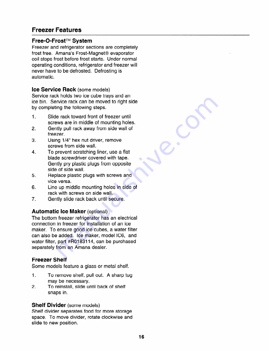 Amana BZ20R Use & Care Manual Download Page 16