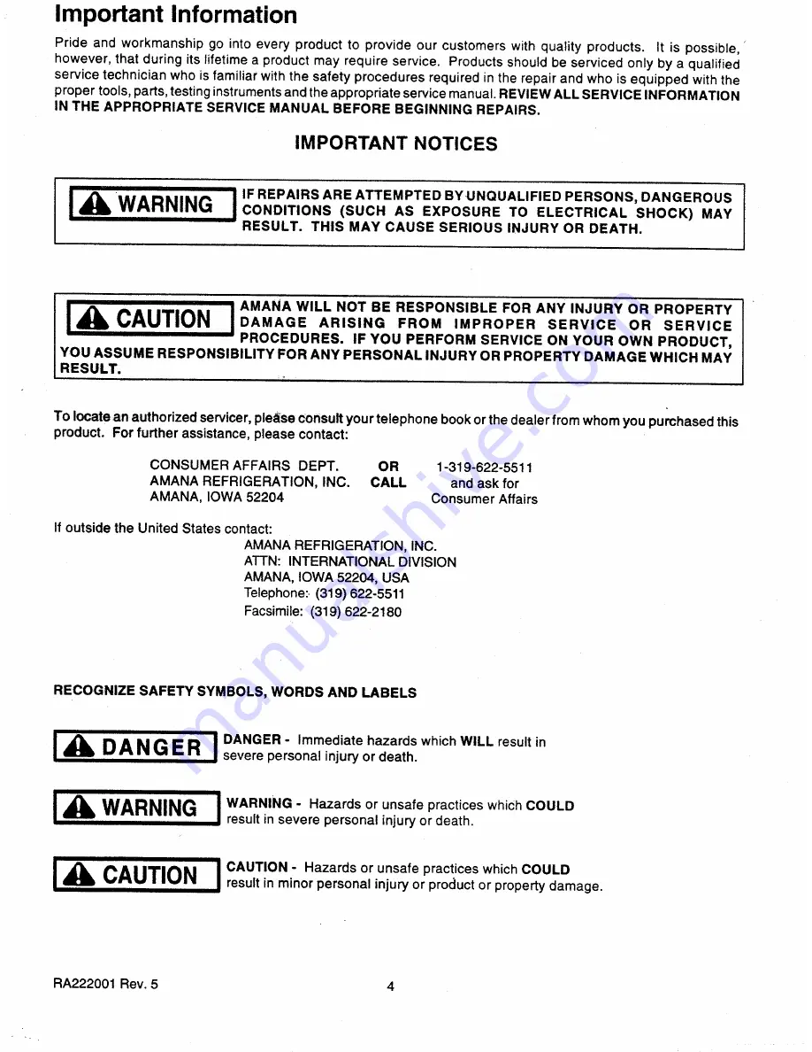 Amana MC2000MPP Service Manual Download Page 4