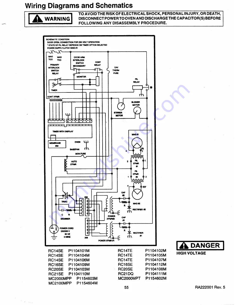 Amana MC2000MPP Service Manual Download Page 55