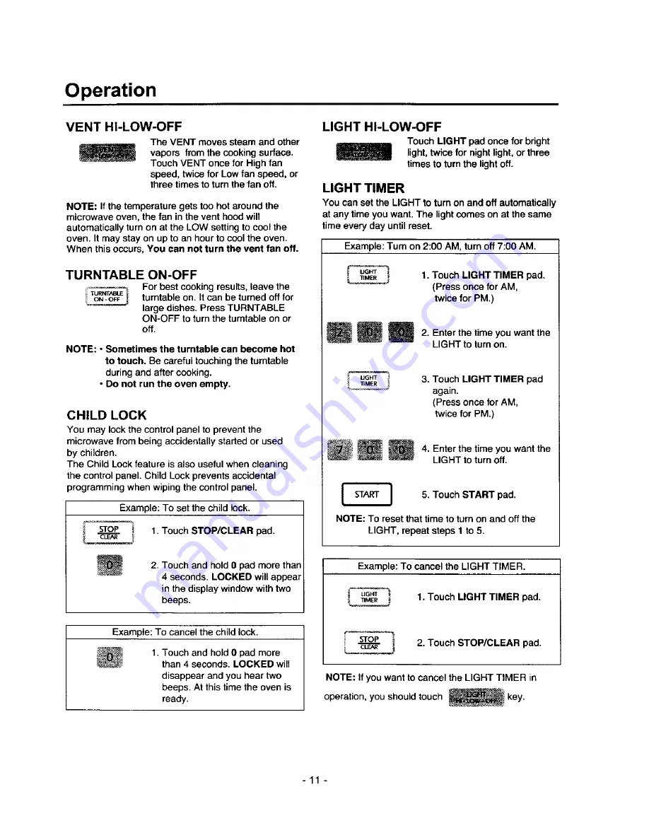 Amana MVH250E Owner'S Manual Download Page 11