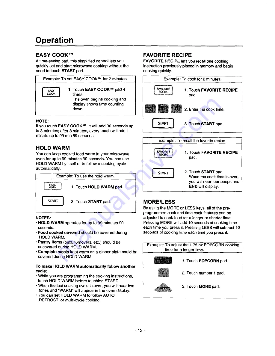 Amana MVH250E Owner'S Manual Download Page 12