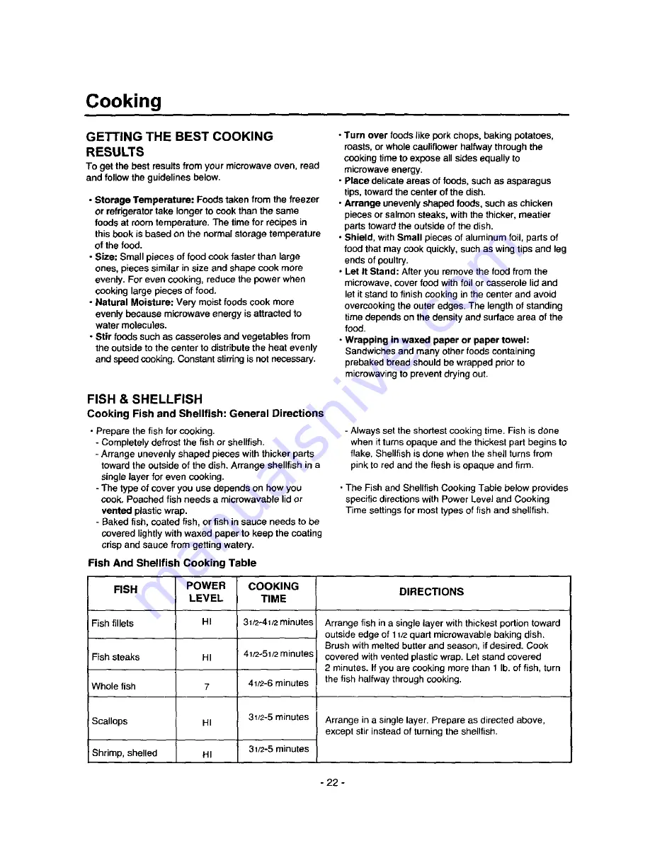 Amana MVH250E Owner'S Manual Download Page 22