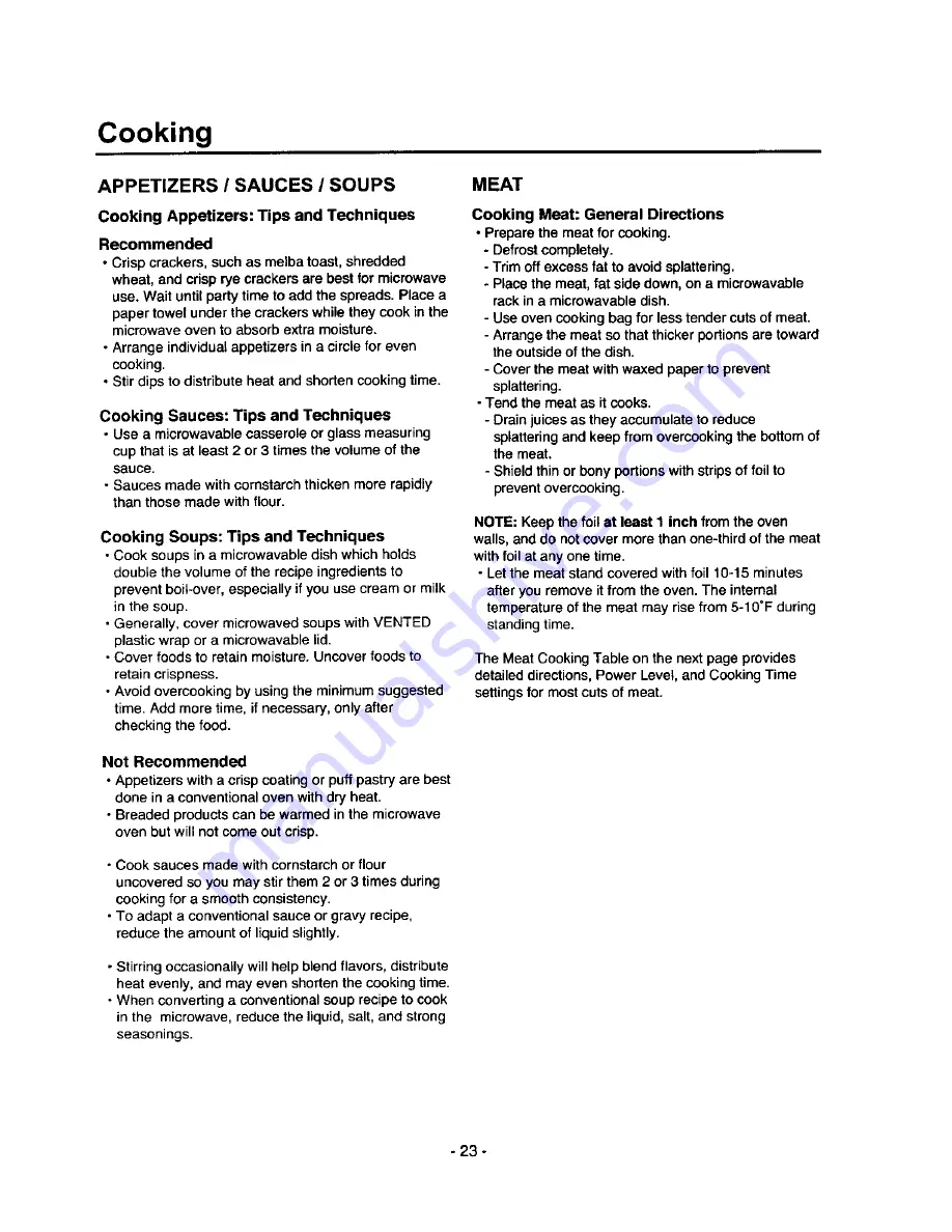 Amana MVH250E Owner'S Manual Download Page 23