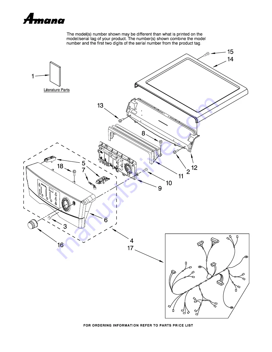 Amana NED7200TW10 Parts List Download Page 1